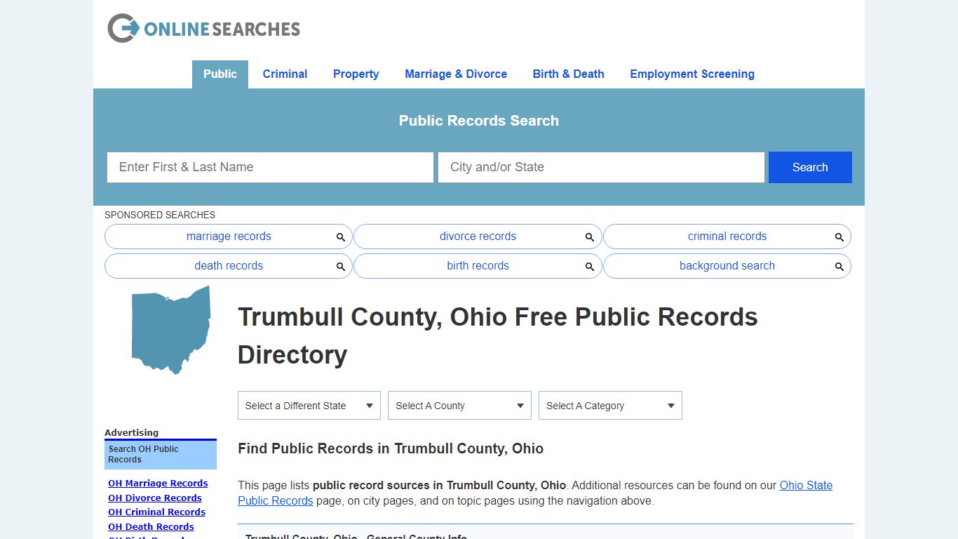 Trumbull County, Ohio Free Public Records Directory - OnlineSearches.com